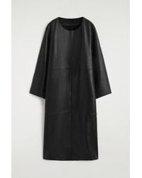 COS - Paneled Leather Long Coat - Lyst