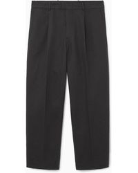 COS - Pleated Straight-leg Linen-blend Trousers - Lyst