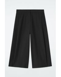 COS - Cropped Wool-blend Wide-leg Trousers - Lyst