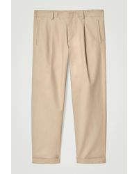 COS - Tapered Cotton Turn-up Pants - Lyst