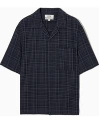 COS - Checked Seersucker Camp-collar Shirt - Lyst