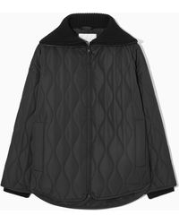 COS - Oversized Knitted-collar Quilted Jacket - Lyst