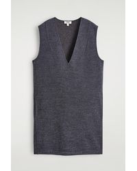 COS - Boiled Wool V-Neck Mini Dress - Lyst