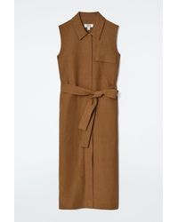 COS - Sleeveless Utility Midi Shirt Dress - Lyst