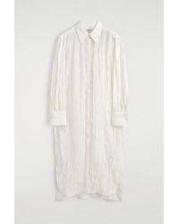 COS - Crinkled-Silk Midi Shirt Dress - Lyst