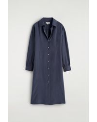 COS - Gathered Washed-Silk Midi Shirt Dress - Lyst