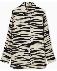 COS - Oversized Zebra-print Silk Shirt - Lyst