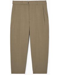 COS - Relaxed Belted Wool-blend Trousers - Lyst