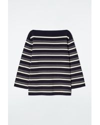 COS - Boat-Neck Striped Cotton Jumper - Lyst