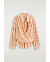 COS - Crinkled Wrap-Over Blouse - Lyst