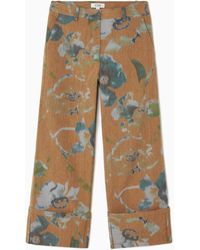 COS - Floral-print Turn-up Trousers - Lyst