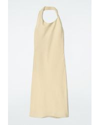 COS - Twisted Linen-Blend Halterneck Dress - Lyst