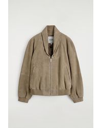 COS - Shawl-Collar Suede Bomber Jacket - Lyst