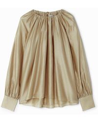 COS - Pleated Long-sleeved Blouse - Lyst