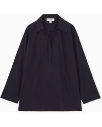 COS - Tie-front V-neck Blouse - Lyst