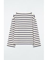 COS - Striped Boat-neck Top - Lyst