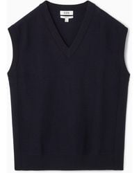 COS - V-neck Boiled-wool Tank - Lyst