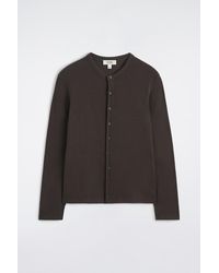COS - Slim Ribbed Cotton Cardigan - Lyst