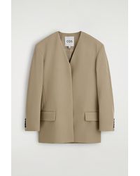 COS - Collarless Wool-Twill Blazer - Lyst