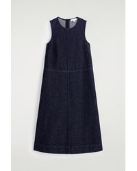 COS - A-Line Denim Midi Dress - Lyst
