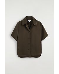 COS - Contrast-Piped Satin Shirt - Lyst