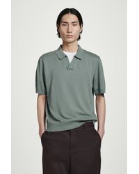 COS - Gestricktes Poloshirt Aus Leinen - Lyst