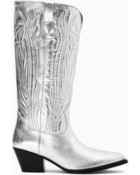 COS - Embroidered Leather Cowboy Boots - Lyst