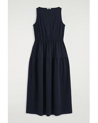 COS - Boat-Neck Gathered Midi Dress - Lyst