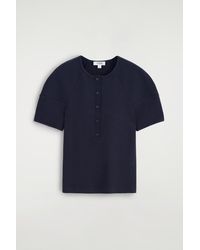 COS - Rounded Ribbed Jersey Henley Top - Lyst