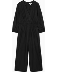 COS - V-neck Culotte Jumpsuit - Lyst