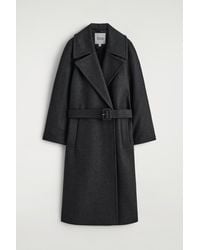 COS - Tailored Belted Wool-Twill Coat - Lyst