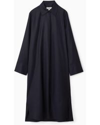 COS - Deconstructed Wool Midi Shirt Dress - Lyst