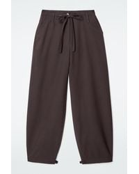 COS - Drawstring Twill Barrel-Leg Trousers - Lyst
