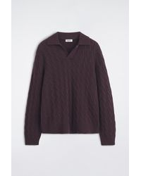 COS - Cable-Knit Pure Cashmere Polo Sweater - Lyst