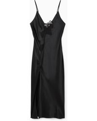 COS - Lace-paneled Silk Slip Dress - Lyst