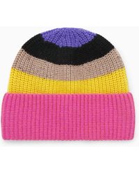 COS Striped Wool-cashmere Beanie - Pink