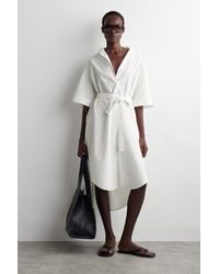 COS - Midi-Hemdkleid Mit Kurzen Ärmeln Und Gürtel - Lyst
