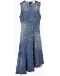 COS - Asymmetric Panelled Denim Midi Dress - Lyst