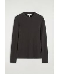 COS - Crepe-Jersey Long-Sleeved T-Shirt - Lyst