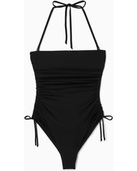 COS - Ruched Bandeau Swimsuit - Lyst