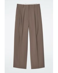 COS - Relaxed Twill Wide-leg Trousers - Lyst