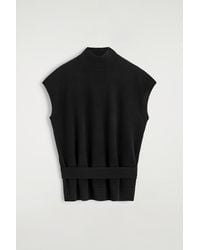 COS - Belt-Detail Mock-Neck Wool Vest - Lyst
