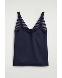 COS - Open-Stitch Satin Cami Top - Lyst