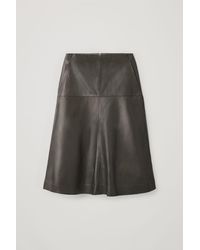 COS A-line Leather Skirt - Green