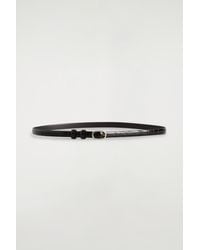 COS - Slim Croc-Embossed Leather Belt - Lyst