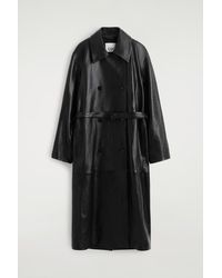 COS - Oversized Belted Leather Long Coat - Lyst