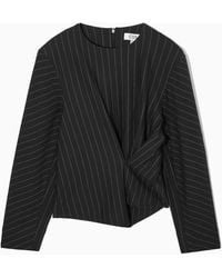 COS - Pinstriped Draped Top - Lyst