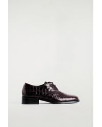 COS - Croc-Effect Leather Derby Shoes - Lyst