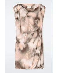 COS - Printed Draped Silk Dress - Lyst