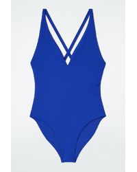 COS - Ribbed Crossover-back Swimsuit - Lyst
